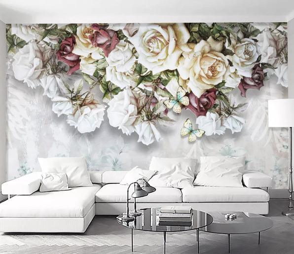 3D Rose Cluster Wall Mural Wallpaper 427- Jess Art Decoration