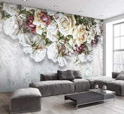 3D Rose Cluster Wall Mural Wallpaper 427- Jess Art Decoration