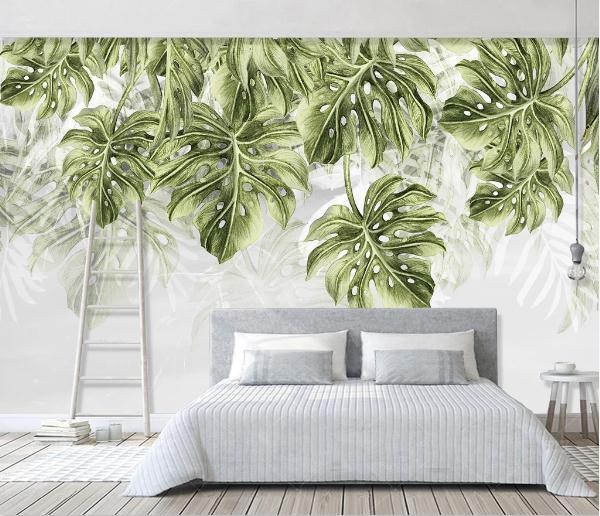 3D Green Tropical Leaves Wall Mural Wallpaper 465- Jess Art Decoration