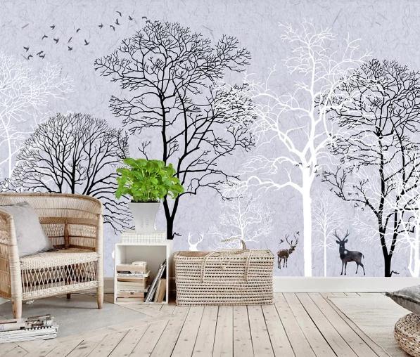 3D Forest Bird Elk Wall Mural Wallpaper 419- Jess Art Decoration