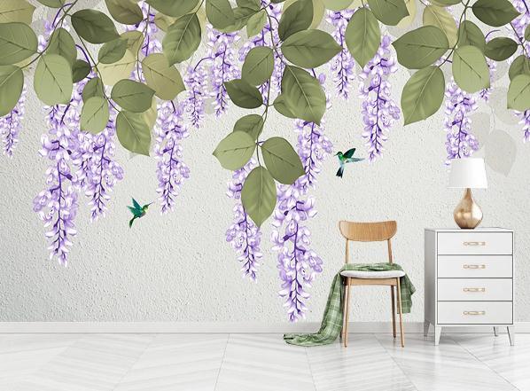 3D Purple Wisteria Flower Wall Mural Wallpaper 459- Jess Art Decoration