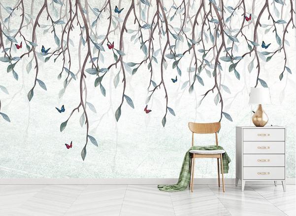 3D Leaves Branch Wall Mural Wallpaper 462- Jess Art Decoration