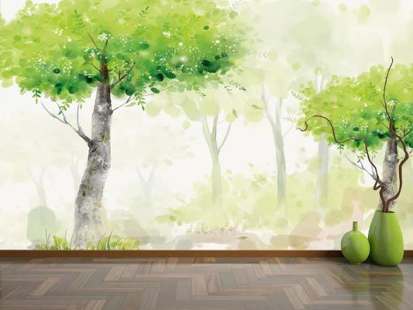 3D Green Trees Forest Wall Mural Wallpaper 331- Jess Art Decoration