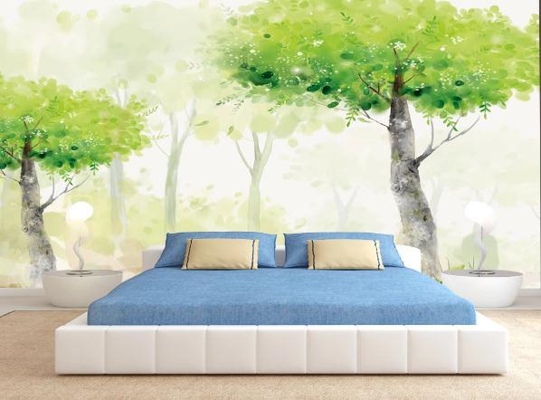 3D Green Trees Forest Wall Mural Wallpaper 331- Jess Art Decoration