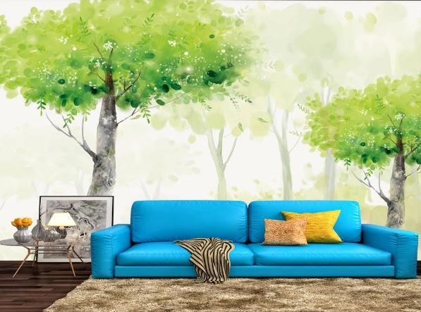 3D Green Trees Forest Wall Mural Wallpaper 331- Jess Art Decoration