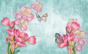 3D Blue Pink Floral Butterfly Wall Mural Wallpaper 232- Jess Art Decoration