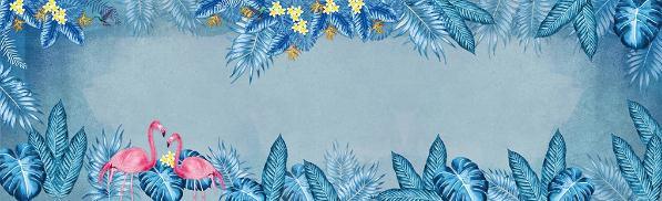 3D Blue Tropical Plants Flamingo Wall Mural Wallpaper 388- Jess Art Decoration