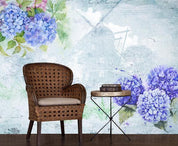 3D Blue Hydrangea Windmill Wall Mural Wallpaper 262- Jess Art Decoration
