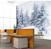 3D Blue Cedar Forest Snow Wall Mural Wallpaper 326- Jess Art Decoration