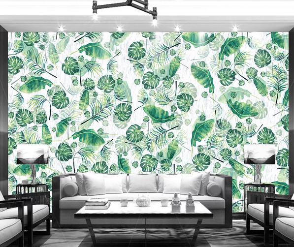 3D Green Tropical Leaves Wall Mural Wallpaper 396- Jess Art Decoration