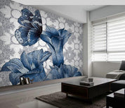 3D Blue Grey Floral Wall Mural Wallpaper 248- Jess Art Decoration
