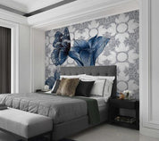3D Blue Grey Floral Wall Mural Wallpaper 248- Jess Art Decoration