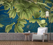 3D Blue Green Leaves Wall Mural Wallpaper 247- Jess Art Decoration