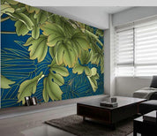 3D Blue Green Leaves Wall Mural Wallpaper 247- Jess Art Decoration