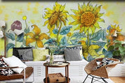 3D Yellow Sunflower Wall Mural Wallpaper 431- Jess Art Decoration