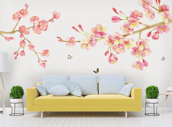 3D Red Blossom Branch Wall Mural Wallpaper 415- Jess Art Decoration