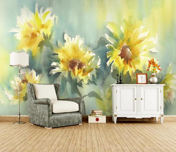 3D Yellow Floral Oil Painting Wall Mural Wallpaper 294- Jess Art Decoration