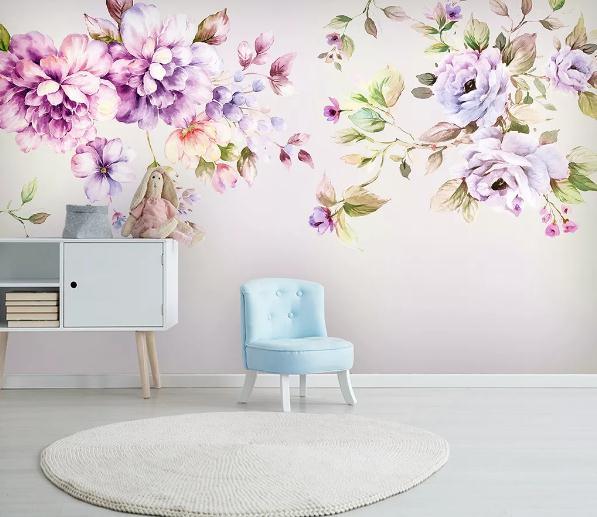 3D Pink Purple Floral Wall Mural Wallpaper 484- Jess Art Decoration