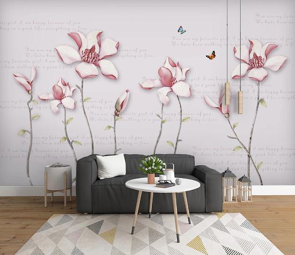 3D Pink Magnolia Floral Wall Mural Wallpaper 487- Jess Art Decoration
