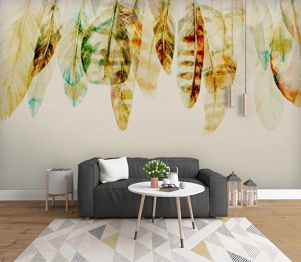 3D Yellow Feather Wall Mural Wallpaper 413- Jess Art Decoration