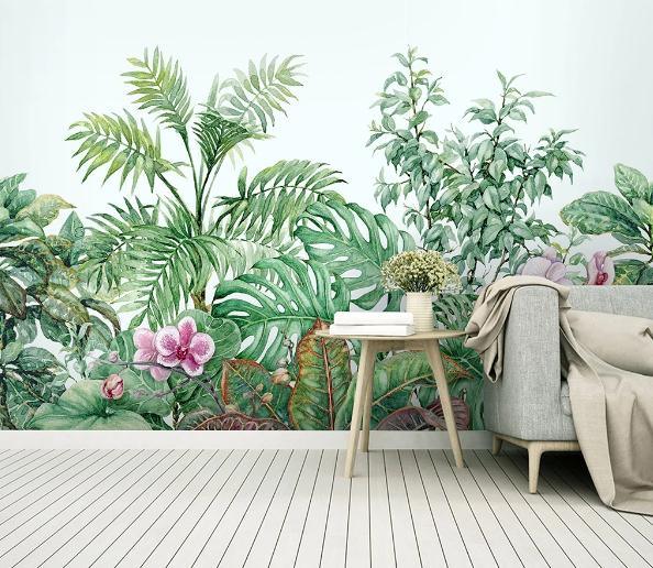 3D Green Plants Floral Leaves Wall Mural Wallpaper 364- Jess Art Decoration