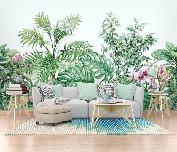 3D Green Plants Floral Leaves Wall Mural Wallpaper 364- Jess Art Decoration