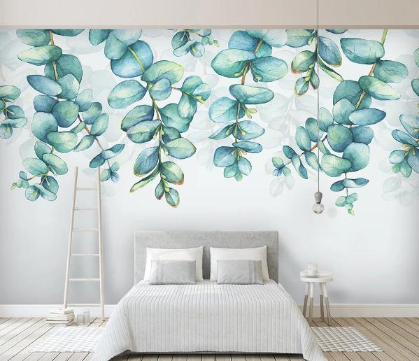 3D Blue Leaves Branch Wall Mural Wallpaper 309- Jess Art Decoration