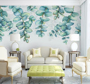 3D Blue Leaves Branch Wall Mural Wallpaper 309- Jess Art Decoration