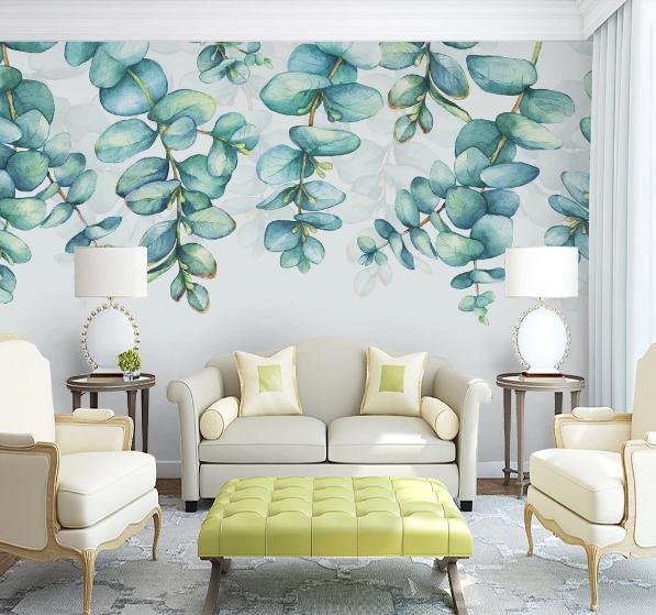 3D Blue Leaves Branch Wall Mural Wallpaper 309- Jess Art Decoration