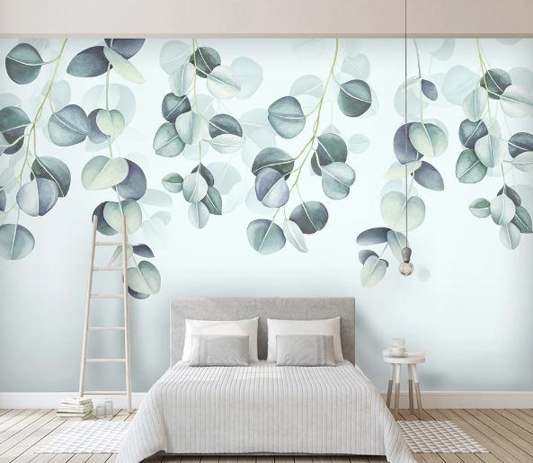 3D Green Leaves Branch Wall Mural Wallpaper 136- Jess Art Decoration