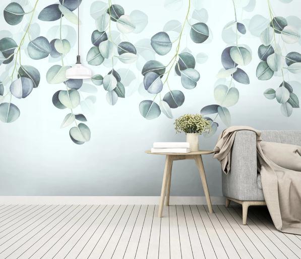 3D Green Leaves Branch Wall Mural Wallpaper 136- Jess Art Decoration