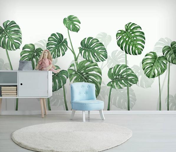 3D Green Tropical Leaves Wall Mural Wallpaper 445- Jess Art Decoration