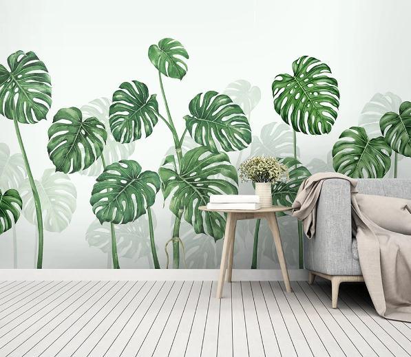 3D Green Tropical Leaves Wall Mural Wallpaper 445- Jess Art Decoration
