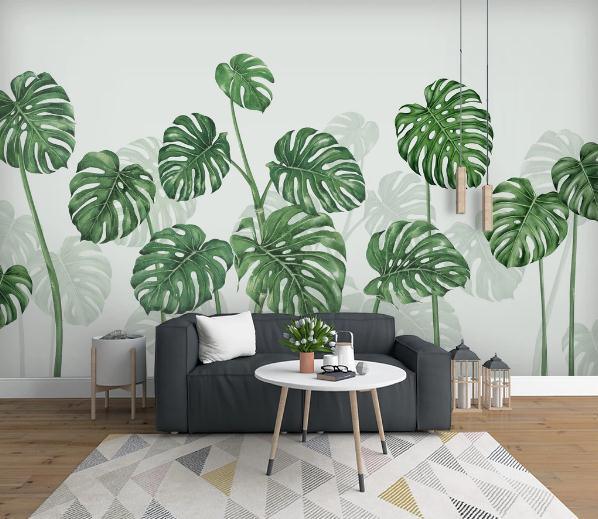 3D Green Tropical Leaves Wall Mural Wallpaper 445- Jess Art Decoration