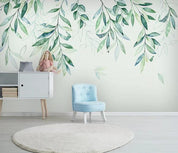 3D Green Leaves Branch Wall Mural Wallpaper 370- Jess Art Decoration