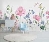 3D Dragonfly Floral Wall Mural Wallpaper 210- Jess Art Decoration