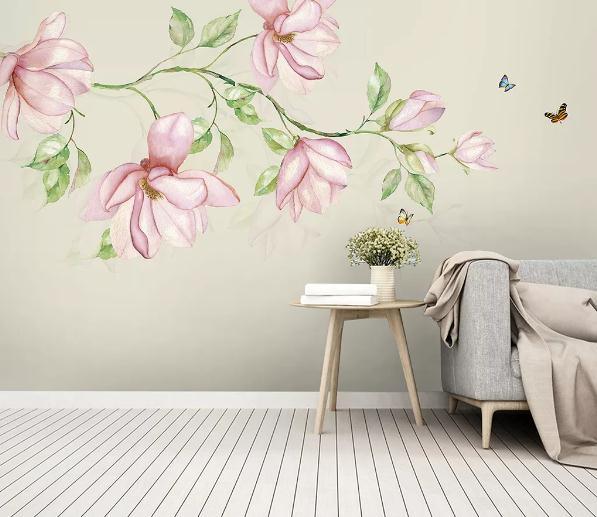 3D Pink Floral Branch Wall Mural Wallpaper 212- Jess Art Decoration