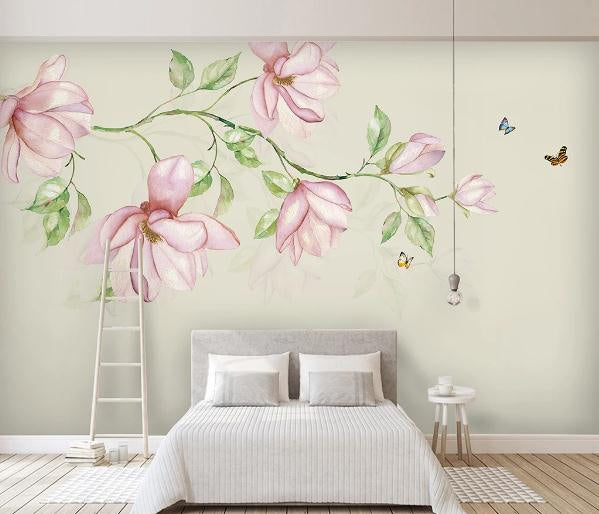 3D Pink Floral Branch Wall Mural Wallpaper 212- Jess Art Decoration