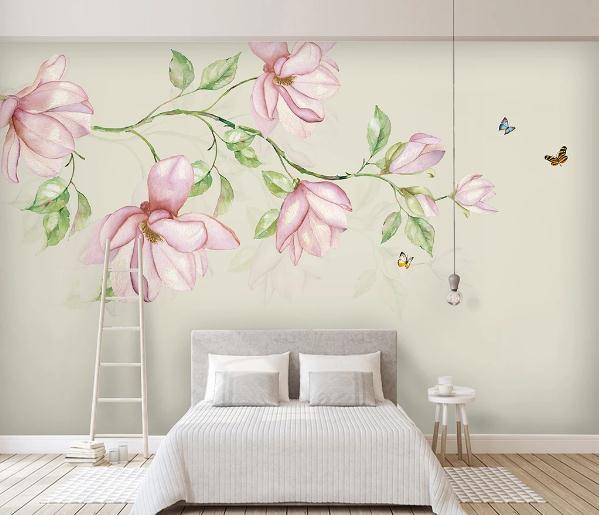 3D Pink Floral Branch Wall Mural Wallpaper 212- Jess Art Decoration