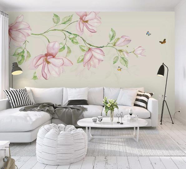 3D Pink Floral Branch Wall Mural Wallpaper 212- Jess Art Decoration