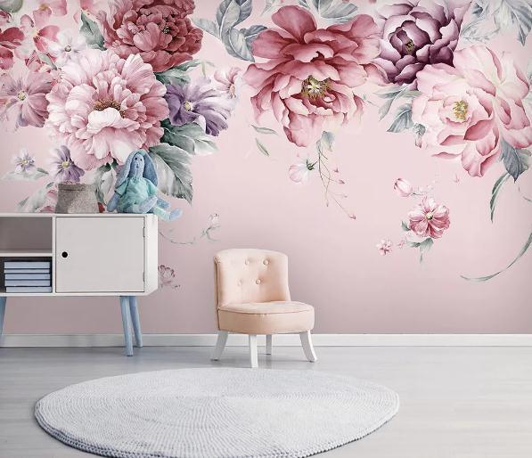 3D Pink Floral Wall Mural Wallpaper 455- Jess Art Decoration
