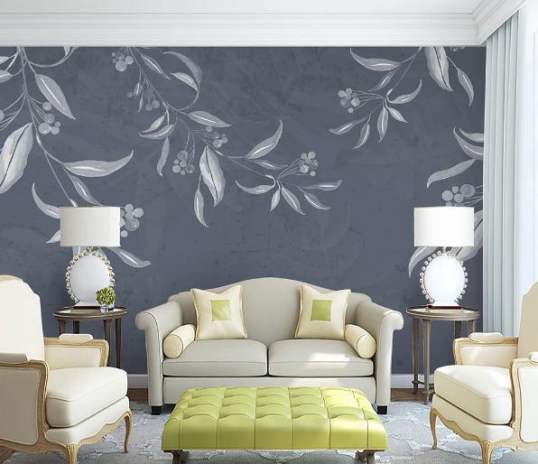 3D Grey Floral Branch Wall Mural Wallpaper 227- Jess Art Decoration