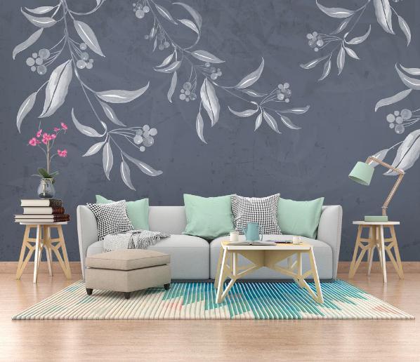 3D Grey Floral Branch Wall Mural Wallpaper 227- Jess Art Decoration