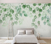 3D Green Leaves Branch Wall Mural Wallpaper 310- Jess Art Decoration