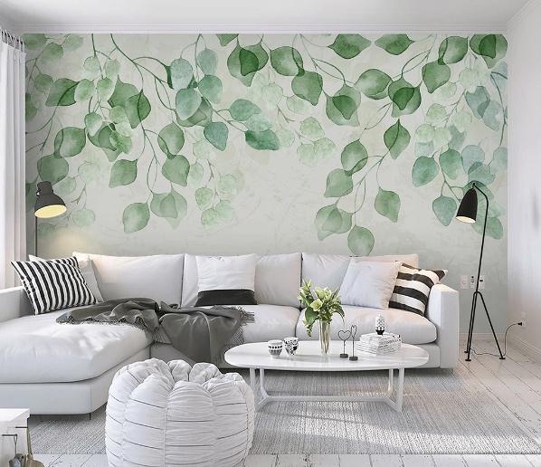 3D Green Leaves Branch Wall Mural Wallpaper 310- Jess Art Decoration