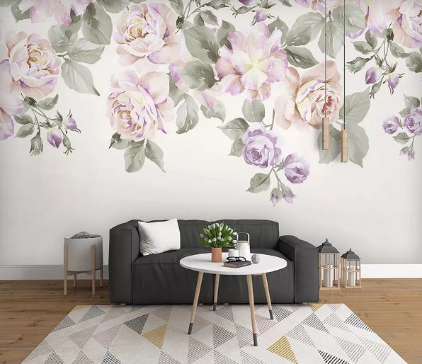 3D Pink Purple Floral Rose Wall Mural Wallpaper 456- Jess Art Decoration