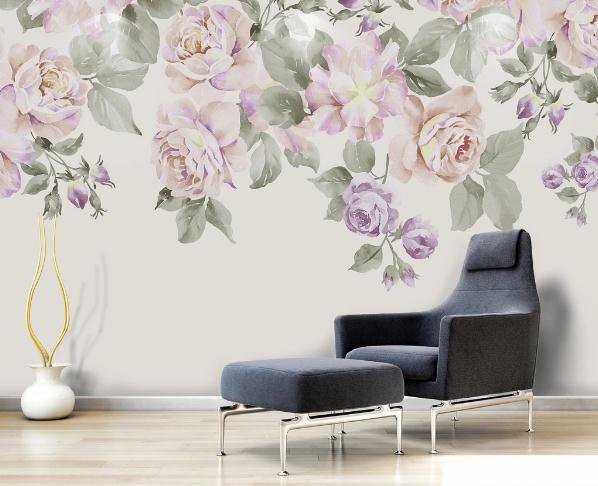 3D Pink Purple Floral Rose Wall Mural Wallpaper 456- Jess Art Decoration