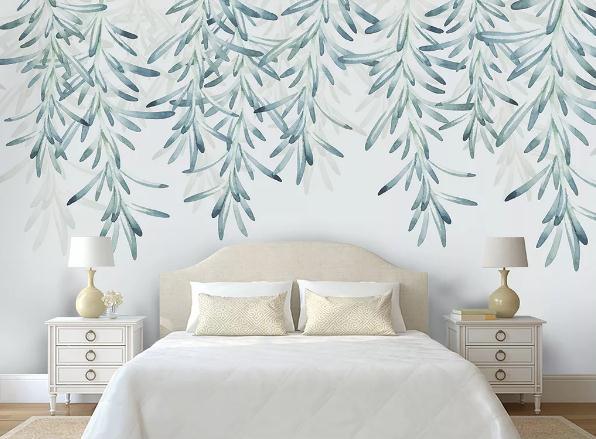 3D Blue Branch Leaves Wall Mural Wallpaper 306- Jess Art Decoration