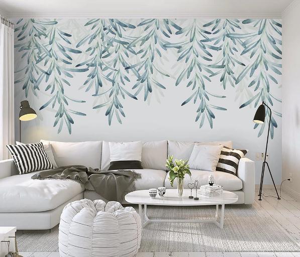 3D Blue Branch Leaves Wall Mural Wallpaper 306- Jess Art Decoration