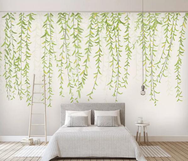 3D Green Leaves Branch Wall Mural Wallpaper 305- Jess Art Decoration
